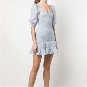 NWOT Reformation Sky Blue Paxton Puff Sleeve Mini Dress